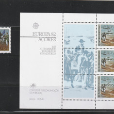 Azore (Portugalia) 1982-Europa CEPT,serie o val.,coala 3 timbre,MNH,Mi.353,bl.3