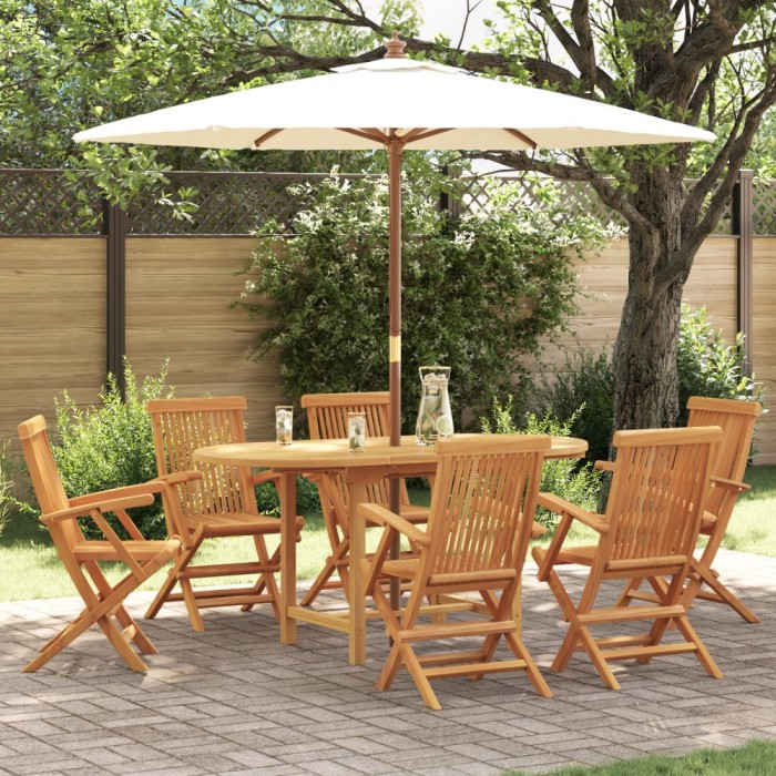 Set de dining pentru gradina Gossi 7 piese din lemn masiv de tec