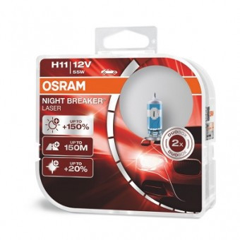 SET 2 BECURI 12V H11 55 W NIGHT BREAKER LASER NextGen +150% OSRAM