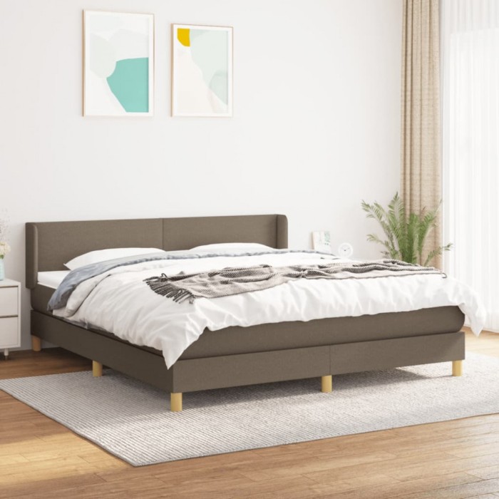 vidaXL Pat box spring cu saltea, gri taupe, 160x200 cm material textil 3130125