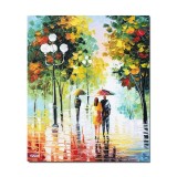 Tablou indragostiti pictat manual stilizat, Impreuna pentru totdeauna, 60x50cm ulei pe panza, superb