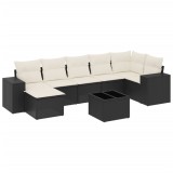 Cumpara ieftin Set mobilier de gradina cu perne, 8 piese, negru, poliratan