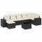 Set mobilier de gradina cu perne, 8 piese, negru, poliratan