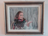Cumpara ieftin P57. Tablou, Doamna Iarna, 2015, ulei pe panza, inramat, 30 x 40 cm, Portrete, Realism