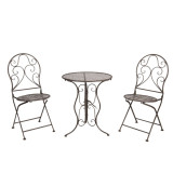 Set 2 scaune pliabile si masa fier forjat negru Garden Elegant DecoLux, Clayre &amp; Eef