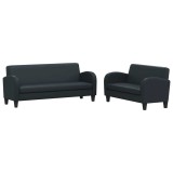 Cumpara ieftin Set canapea 2 buc. Piele artificiala Negru