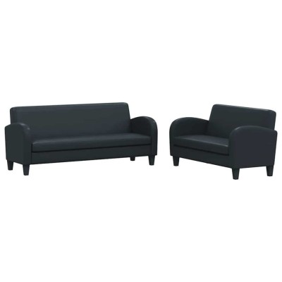 Set canapea 2 buc. Piele artificiala Negru foto