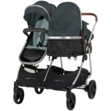 Carucior Gemeni Chipolino Duo Smart 2 in 1 Basil, Landou, Reversibil, Pliabil, Huse picioare, Gentuta Inclusa