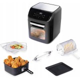 Friteuză cu aer cald Huslog 12 l, 1800 W, 12 programe, ecran tactil, negru-argintiu