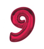 Balon folie sub forma de cifra, rosu, 92 cm-Tip Cifra 9