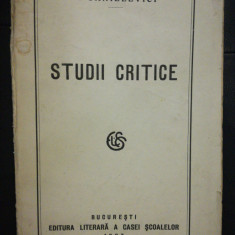 HENRIC SANIELEVICI, STUDII CRITICE, Editura literara a Casei scoalelor 1927