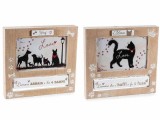 Cumpara ieftin Set 2 rame foto perete, masa lemn multicolor Pisicuta, Catelusi cm 19,5 x 3,5 x 18,5 H, 14 x 9 H