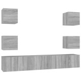 Cumpara ieftin Set comode TV, 7 piese, gri sonoma, lemn compozit