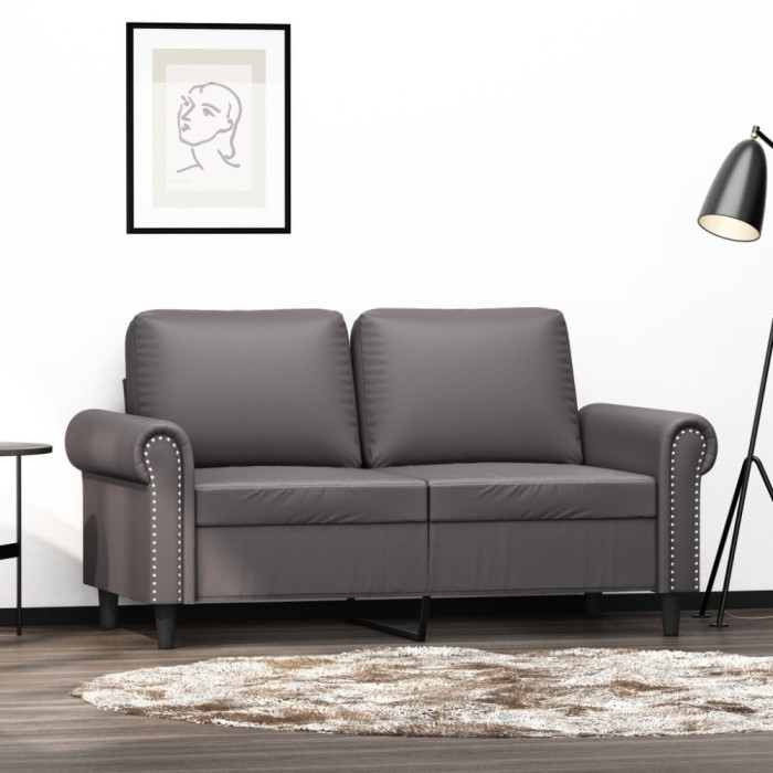 vidaXL Canapea cu 2 locuri, gri, 120 cm, piele ecologică 359501