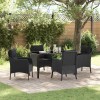 VidaXL Set de masă pentru grădină cu pernă 5 pcs Negru Rattan poli 3380150