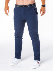 Pantaloni pentru barbati bleumarin slim fit casual elastici p156 foto