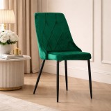 Cumpara ieftin Scaun Bucatarie/Living Leobert Imola Verde, Catifea, Metal, 48.5x61x93.5 cm, Stil Scandinav, Elegant, Confortabil