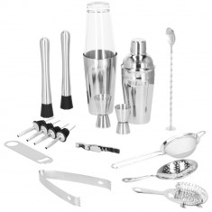 Kit pentru barmani, cocktail shaker, inox, set 18 piese, 700/400/550 ml, Springos foto