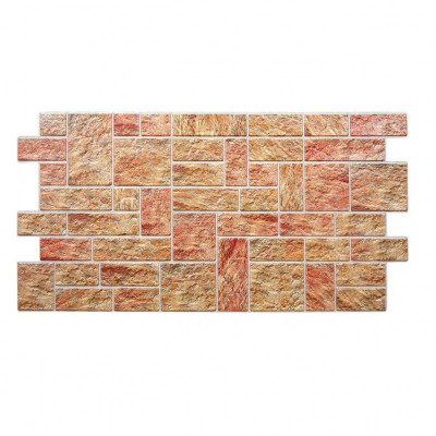 Panou decorativ, PVC, model piatra 3D, nuante maro rosiatic, 96x48.5 cm foto