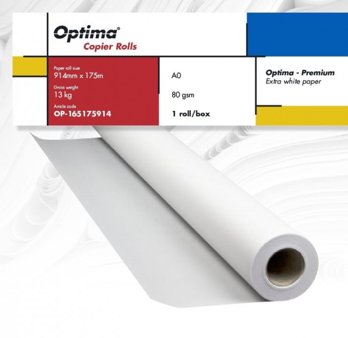 Rola Copiator A0+, 80gr, 914mm X 175m, Optima - Premium