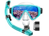 Cumpara ieftin Set de scufundari pentru adulti JEMULICE, ochelari + tub snorkeling, albastru - RESIGILAT