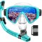 Set de scufundari pentru adulti JEMULICE, ochelari + tub snorkeling, albastru - RESIGILAT