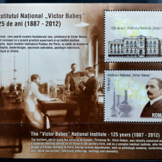ROMANIA 2012 - 125 ani Victor Babes Bloc de 2 timbre MNH - LP 1947a - cota 12,9