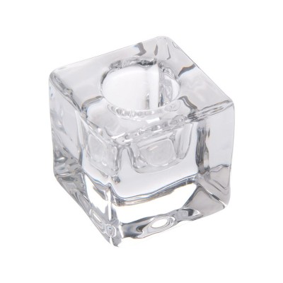 Suport Lumanare decorativ, Sfesnic, cub din sticla, 4x4x4 cm, ATU-089480 foto