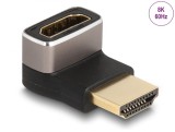 Adaptor metalic HDMI 8K60Hz T-M unghi 90 grade jos, Delock 60085