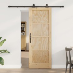 vidaXL Set de Uși Glisante Manual Natural și negru 73.5 x 198.5 cm 3333326