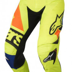 Pantaloni Moto Alpinestars Mx Techstar Factori Negru / Albastru / Portocaliu / Galben Marimea 28 3721018/574/28