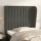 Cumpara ieftin Tăblie de pat cu aripioare gri &icirc;nchis 93x23x118/128 cm catifea