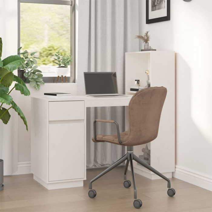 Gossi birou, alb, 110x53x117 cm, lemn masiv de pin