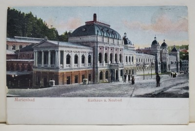 MARIENBAD - KURHAUS u. NEUBAD , CARTE POSTALA ILUSTRATA , EMBOSATA , 1911 foto