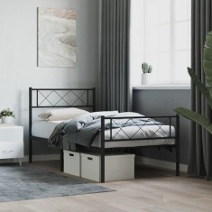 vidaXL Cadru pat metalic cu tăblii de cap/picioare, negru, 90x190 cm 372287
