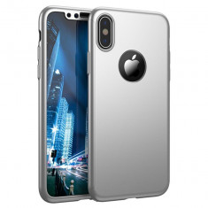 Husa Apple iPhone X Flippy Full Cover 360 Argintiu + Folie de protectie foto