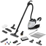 Aparat de curatat cu aburi SV7, 220 W, 1.2 L, Kit pentru podea cu functie de aspirare, Negru/Alb