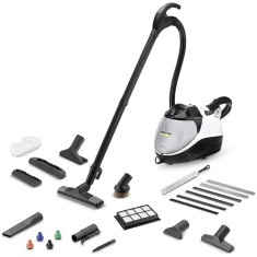 Aparat de curatat cu aburi SV7, 220 W, 1.2 L, Kit pentru podea cu functie de aspirare, Negru/Alb
