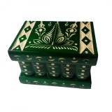 Cutie puzzle cu cheie ascunsa mic pentru bijuterie decoratiune verde