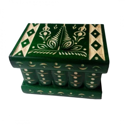 Cutie puzzle cu cheie ascunsa mic pentru bijuterie decoratiune verde foto