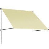 Outsunny Copertină retractabilă manuală &icirc;nclinare reglabilă 150 x 116 cm protecție UV aluminiu poliester crem | Aosom Romania