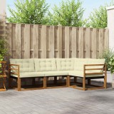 Cumpara ieftin Set de canapele de exterior 4 buc. 4-Locuri Natural si Crem