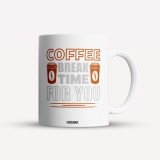 Cana alba personalizata Coffee break time for you, INOVATIX&reg;. 330ml