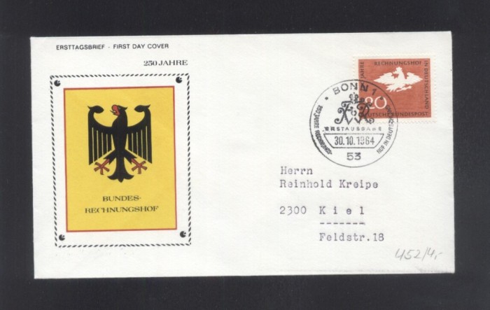 Germany 1964 Counting court Mi.452 FDC UN.039