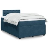 Cumpara ieftin Pat box spring cu saltea, albastru, 120x200 cm, catifea