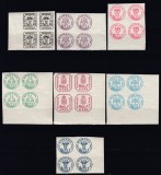 ROMANIA 1932 LP 102 ANIVERSAREA A 75 DE ANI A TIMBRELOR CAP DE BOUR SERIA IN BLOC DE 4 TIMBRE MNH, Nestampilat