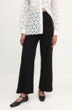 Weekend Max Mara pantaloni femei, culoarea negru, lat, high waist, 2415781022600