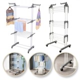 Uscator vertical mare de rufe, pliabil, pe roti, 3 nivele, alb, max 40 kg, JollyMag, SU02