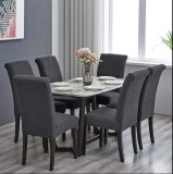 Cumpara ieftin Set 6 Huse Pentru Scaun Culoare Gri Inchis, Elastice, Elegante, Durabile