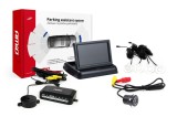 Set senzori de parcare AMiO TFT02 4,3 inch cu camera HD-307-IR, 4 senzori albi, afisaj, asistent parcare cu activare automata la marsarier